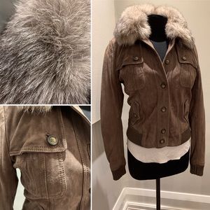 Anthropologie S.W.O.R.D. Leather jacket detach fur